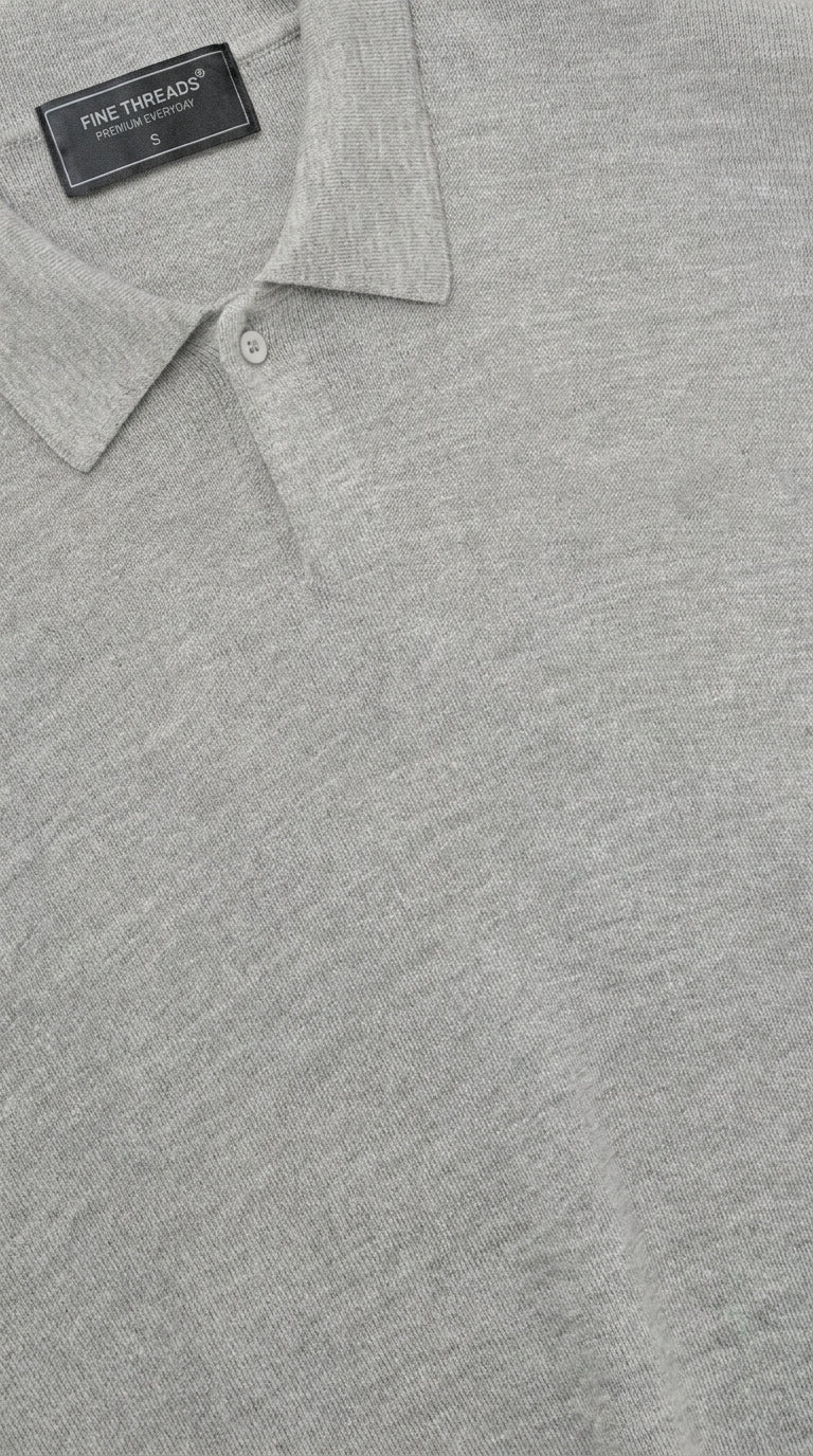 Signature 3/4 Sleeve Knit Polo — Grey