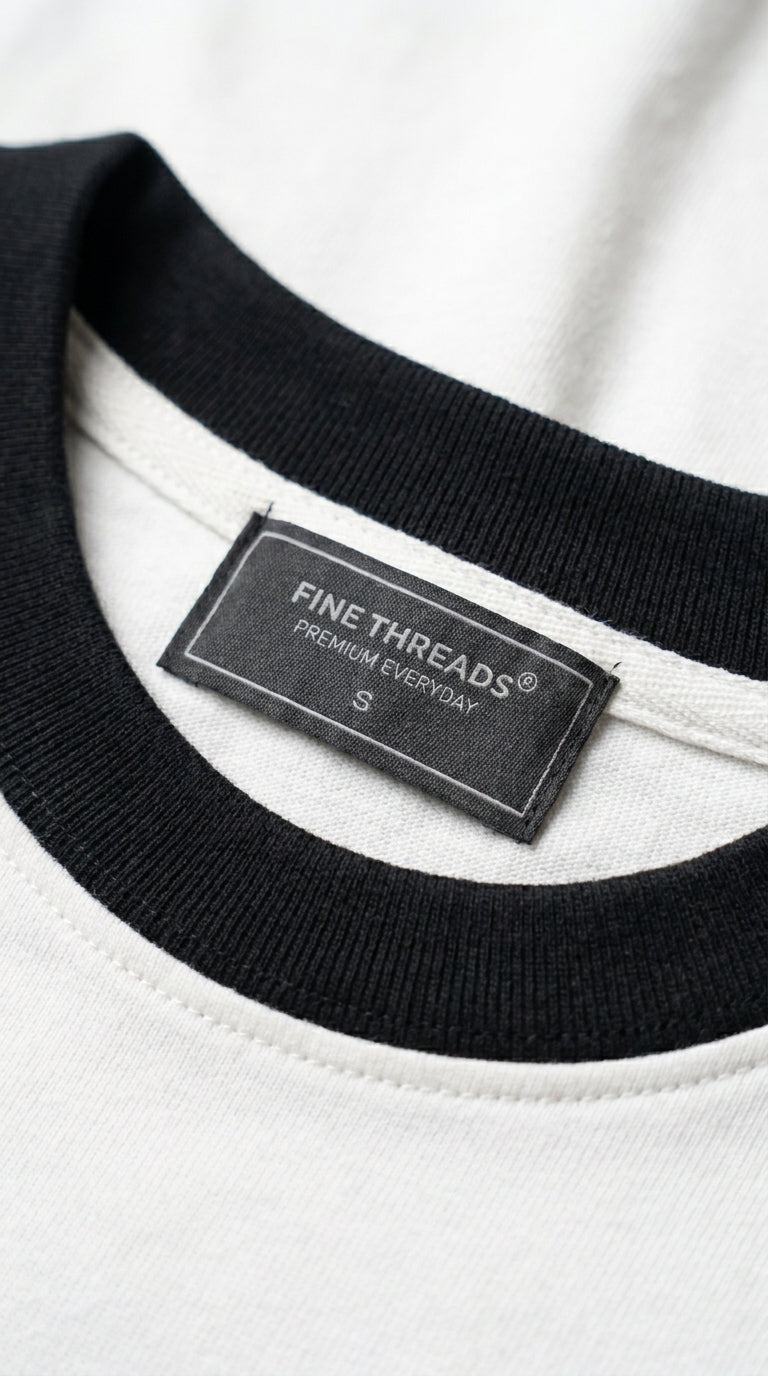 Contrast Detail Classic Tee — White/Black Collar