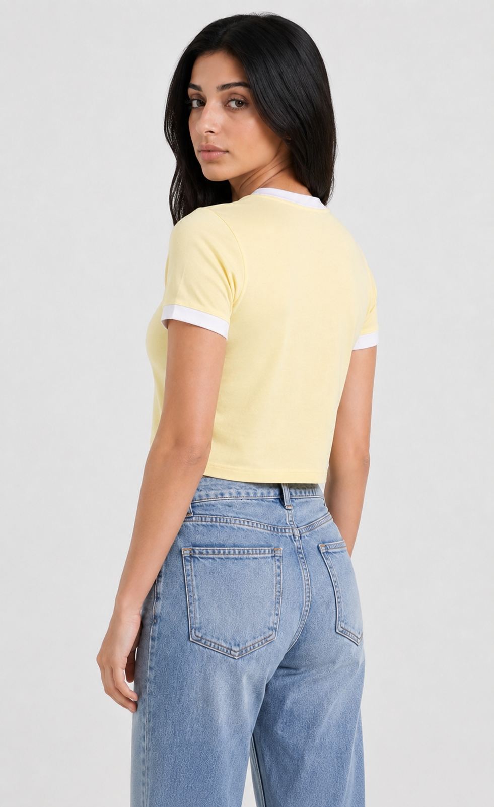 Cropped Ringer Tee — Butter Yellow