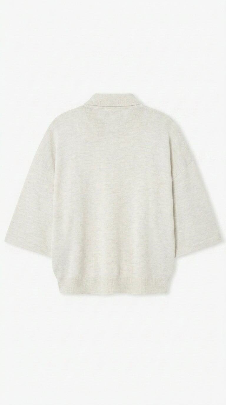 Signature 3/4 Sleeve Knit Polo — White