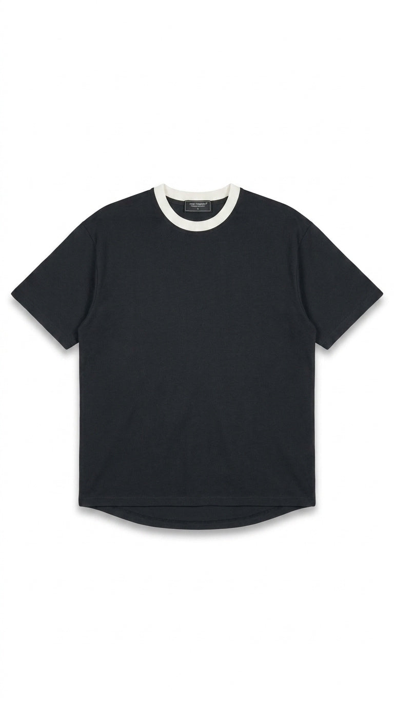 Contrast Detail Classic Tee — Black/White Collar