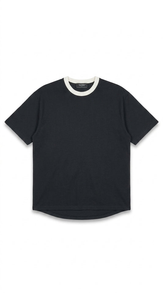 Contrast Detail Classic Tee — Black/White Collar