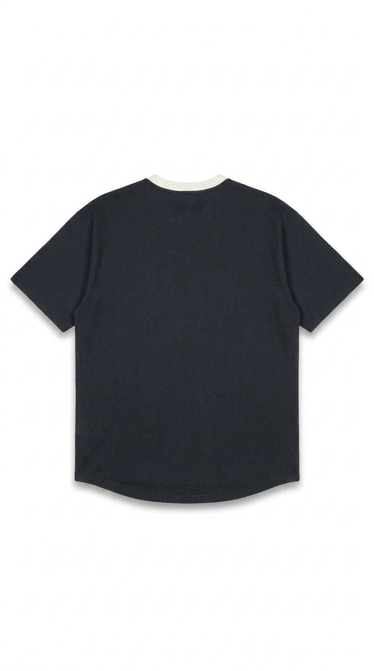 Contrast Detail Classic Tee — Black/White Collar