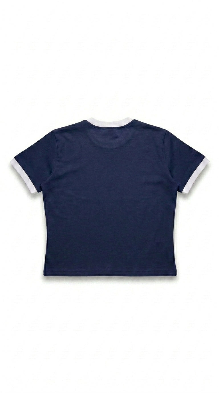 Cropped Ringer Tee — Navy