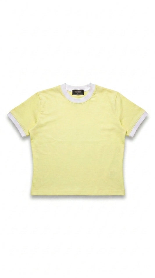 Cropped Ringer Tee — Butter Yellow