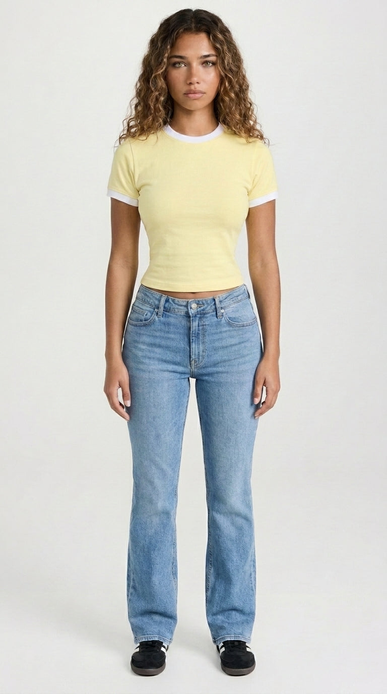 Cropped Ringer Tee — Butter Yellow