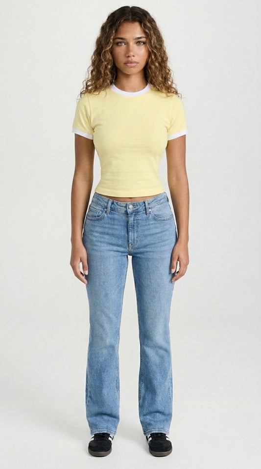 Cropped Ringer Tee — Butter Yellow