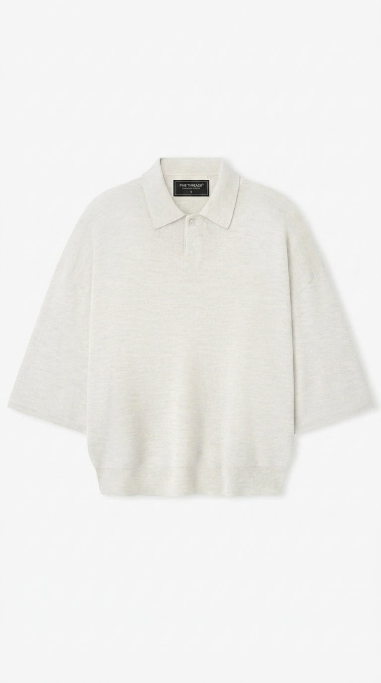 Signature 3/4 Sleeve Knit Polo — White