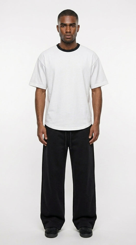 Contrast Detail Classic Tee — White/Black Collar