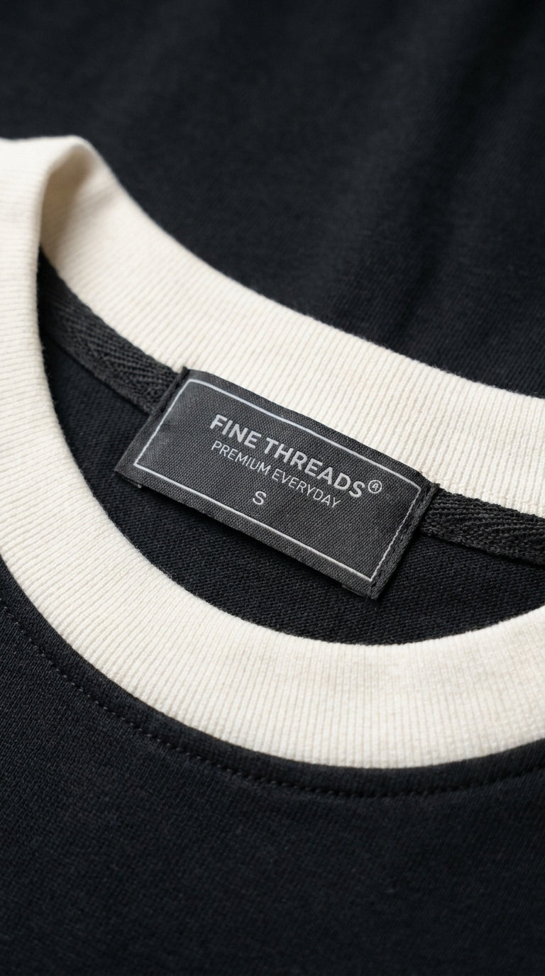 Contrast Detail Classic Tee — Black/White Collar