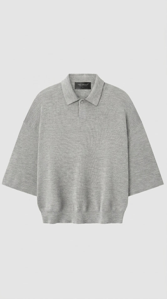 Signature 3/4 Sleeve Knit Polo — Grey