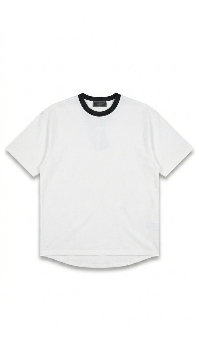 Contrast Detail Classic Tee — White/Black Collar