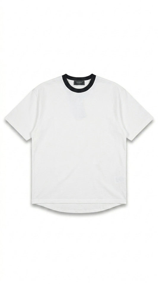 Contrast Detail Classic Tee — White/Black Collar