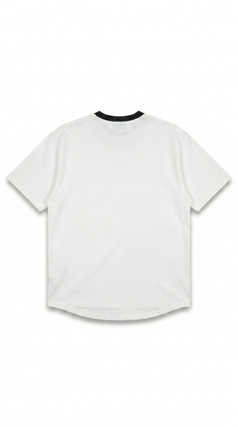 Contrast Detail Classic Tee — White/Black Collar