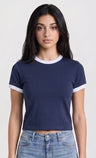 Cropped Ringer Tee — Navy