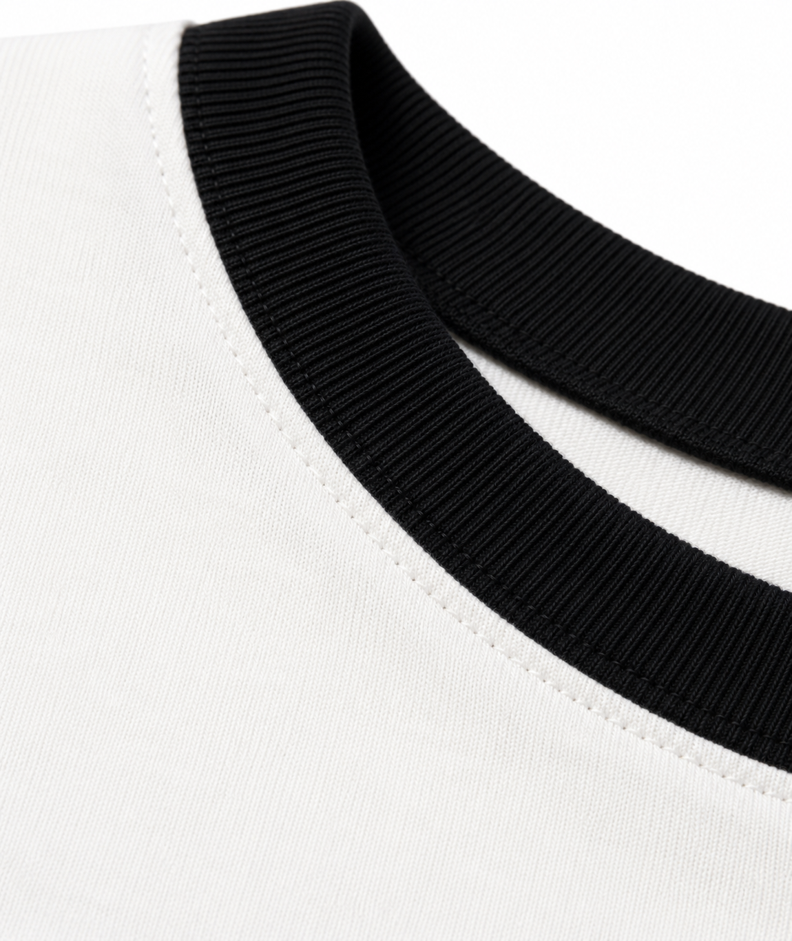 Contrast Detail Classic Tee — White/Black Collar