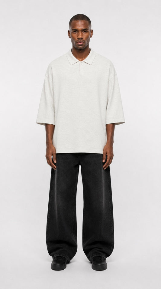 Signature 3/4 Sleeve Knit Polo — White